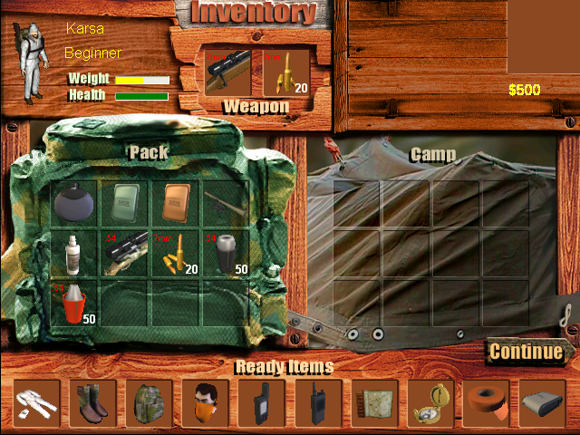 Cabela's Big Game Hunter III (Windows) screenshot: Inventory