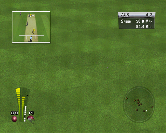 Brian Lara International Cricket 2005 (PlayStation 2) screenshot: When the ball is struck the camera follows it across the field. The batsmen only run if the player presses Triangle.