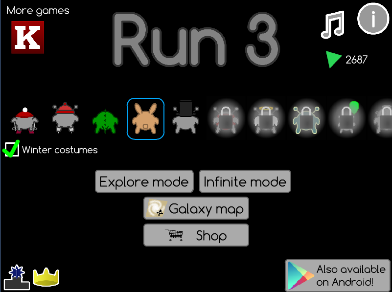 Run 3 (Browser) screenshot: Start screen