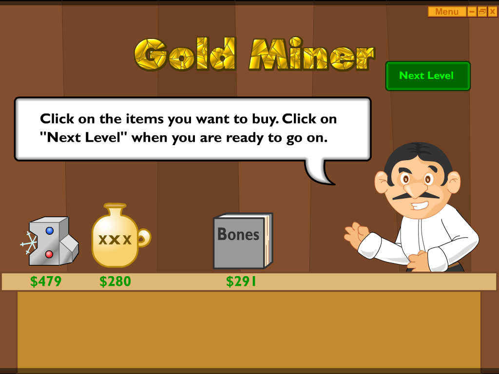 Gold Miner (Windows) screenshot: The shop