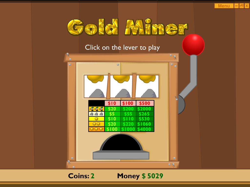 Gold Miner (Windows) screenshot: The slot machine
