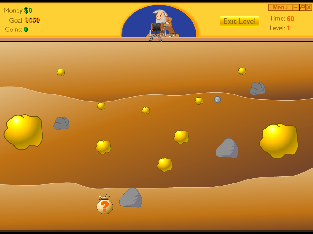 Gold Miner (Windows) screenshot: Level 1