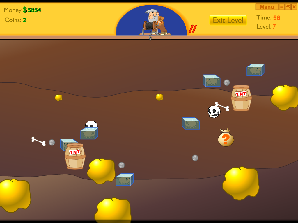 Gold Miner (Windows) screenshot: No limits game: Level 7: the foxes were frozen