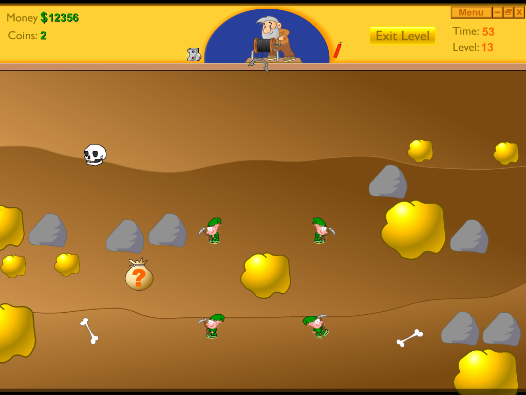 Gold Miner (Windows) screenshot: No limits game: Level 13