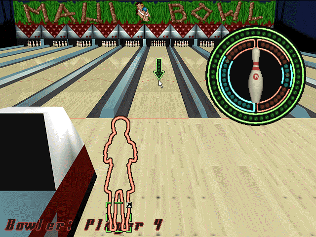 Ten Pin Alley (Windows) screenshot: Setting strike position