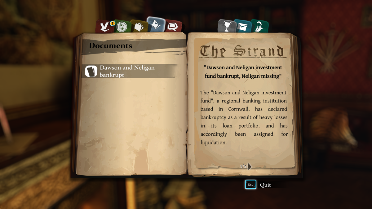 Crimes & Punishments: Sherlock Holmes (Windows) screenshot: There are also more documents to be found like newspaper clippings.