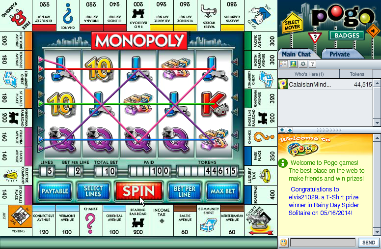 Screenshot of Monopoly Slots (Browser, 2009) - MobyGames