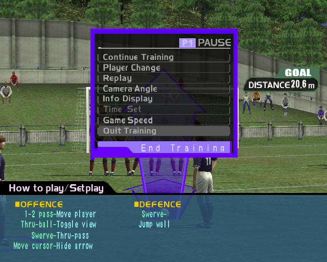 International Superstar Soccer (PlayStation 2) screenshot: Training These options are available to aid the player