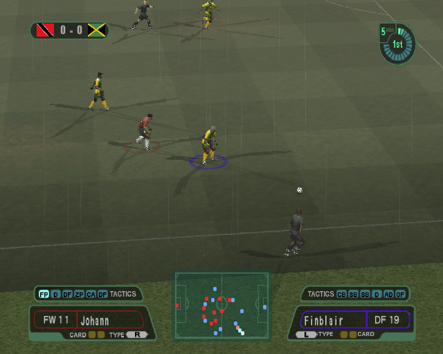 International Superstar Soccer (PlayStation 2) screenshot: This is the default camera angle