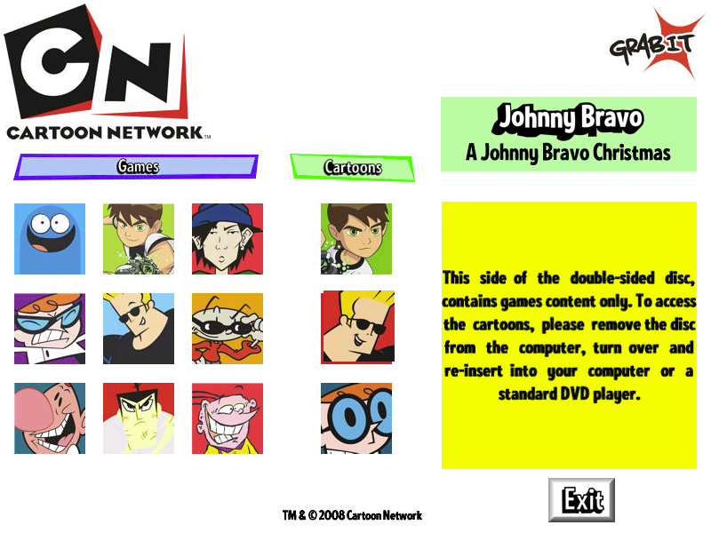 Cartoon Network Power Pack (Windows) screenshot: The games are on one side of the disc and the cartoons are on the other