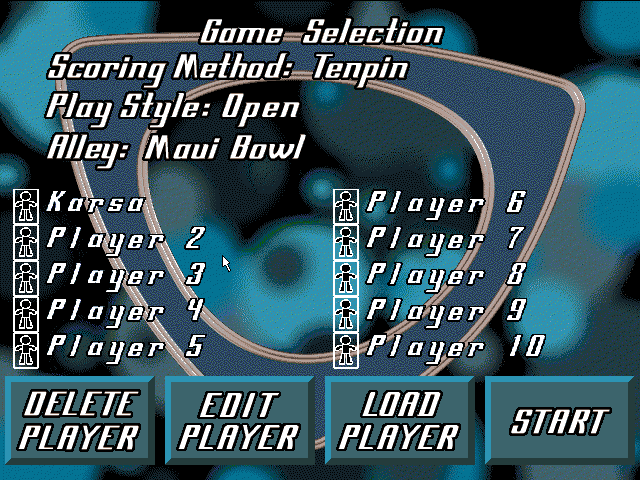 Ten Pin Alley (Windows) screenshot: Selecting number of players