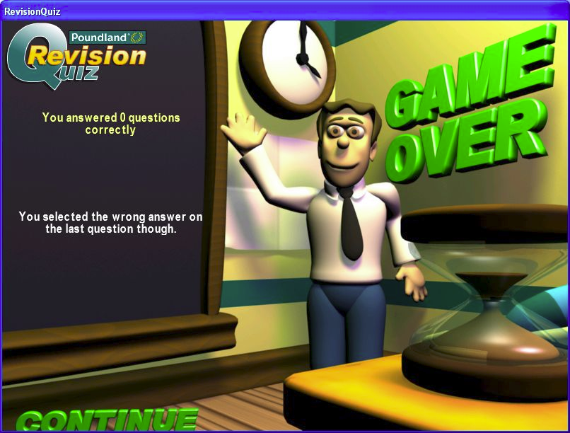 Great Expressions: GCSE Maths (Windows) screenshot: Game Over The game ends with the first incorrect answer