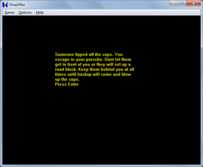 Shoplifter (Windows) screenshot: The story is described in text