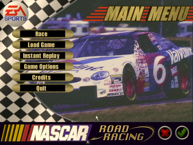 NASCAR Road Racing (Windows) screenshot: The main menu