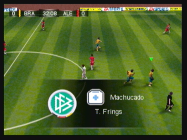 FIFA Soccer 09 (Zeebo) screenshot: T. Frings was injured and is leaving the field.