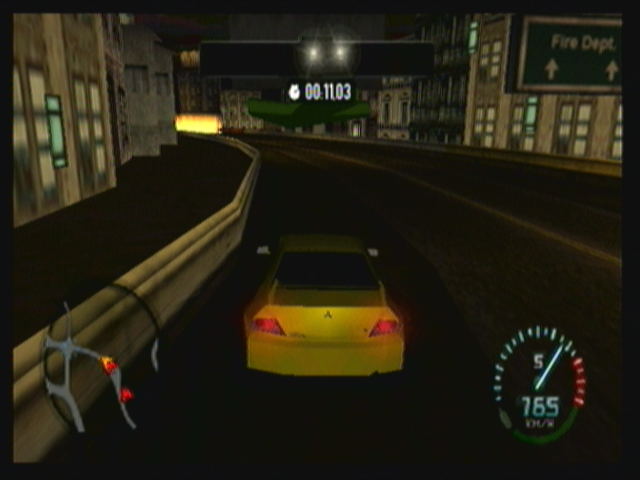 Need for Speed: Carbon - Own the City (Zeebo) screenshot: In this kind of event the player must escape the enemy crew area within the time limit. The GPS will show the way.