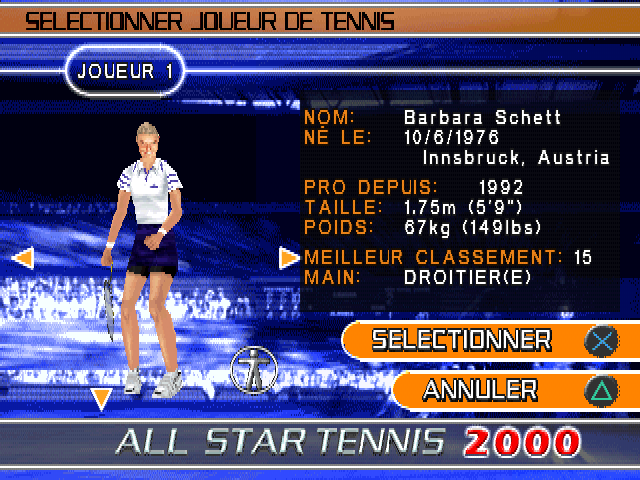 All Star Tennis 2000 (PlayStation) screenshot: Barbara Schett!