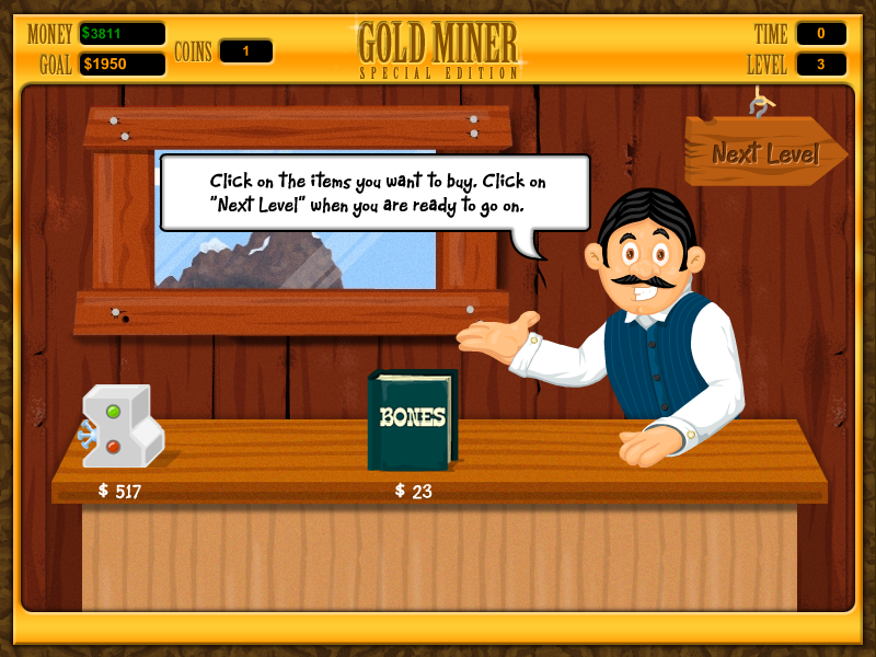 Gold Miner: Special Edition (Windows) screenshot: New items in the shop.