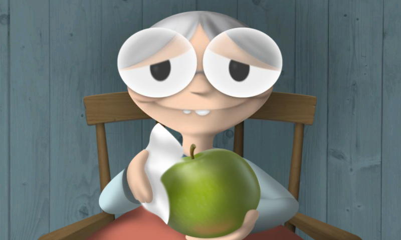 Granny Smith (Android) screenshot: Granny is enjoying her apples...