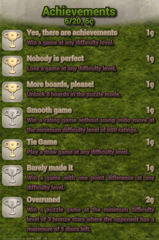 Hexxagon (Android) screenshot: Achievement screen
