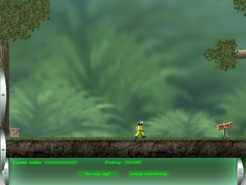 Vintergatan: Rädda Jorden! (Windows) screenshot: Landing on a forest planet