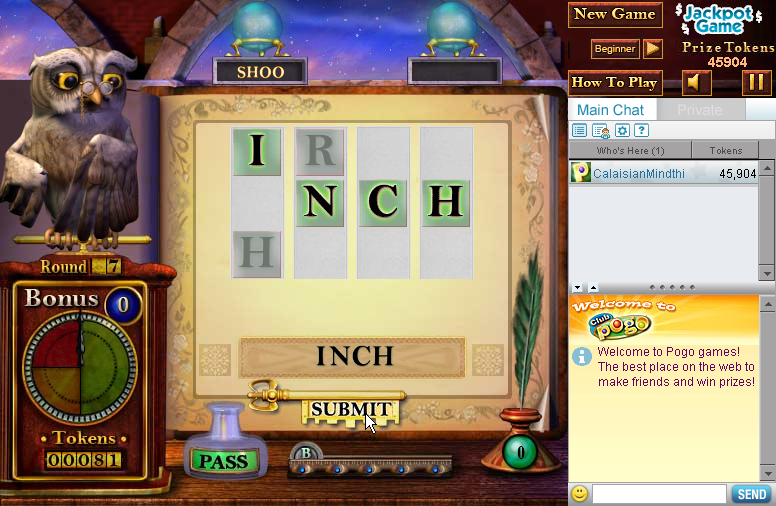 Word Craft (Browser) screenshot: Only one option here.