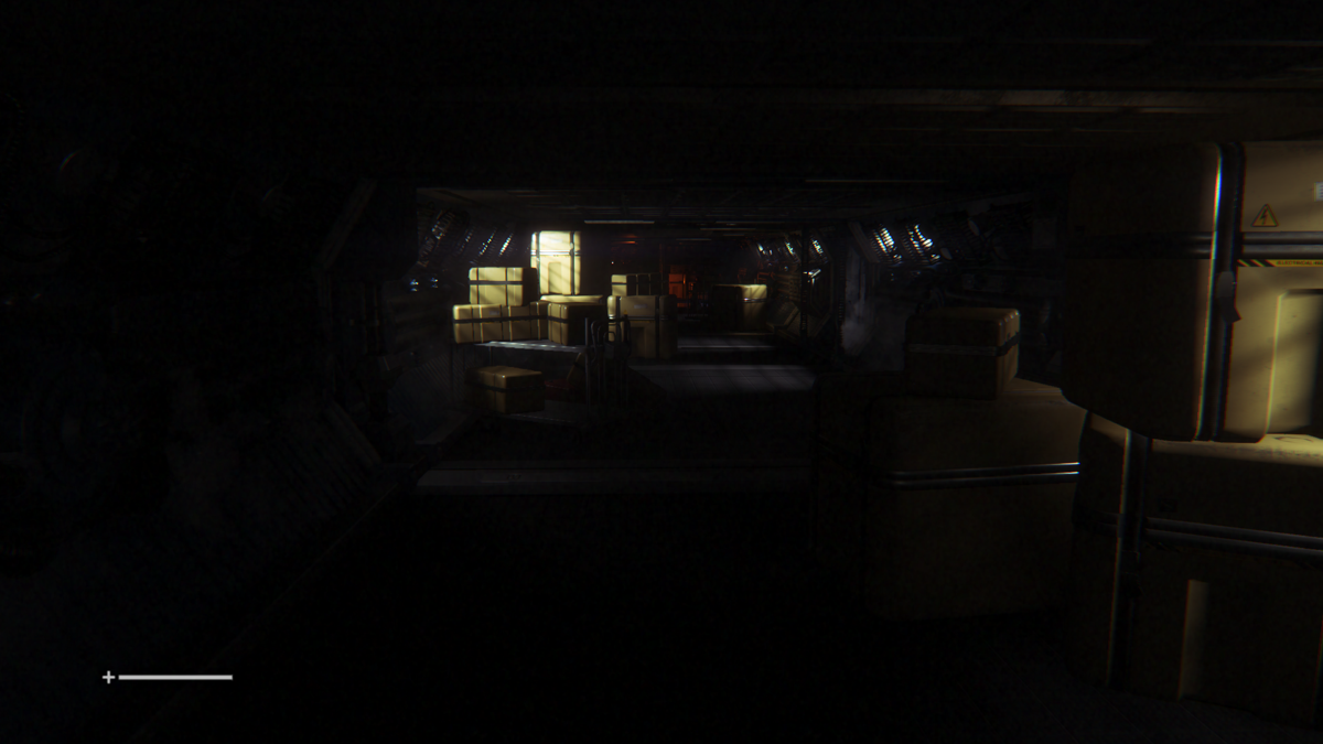 Alien: Isolation (Windows) screenshot: Sevastopol welcomes Amanda into its dimly lit, moody corridors
