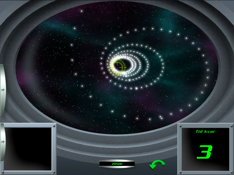 Vintergatan: Rädda Jorden! (Windows) screenshot: A black hole - need to place the aim in the middle to make it through