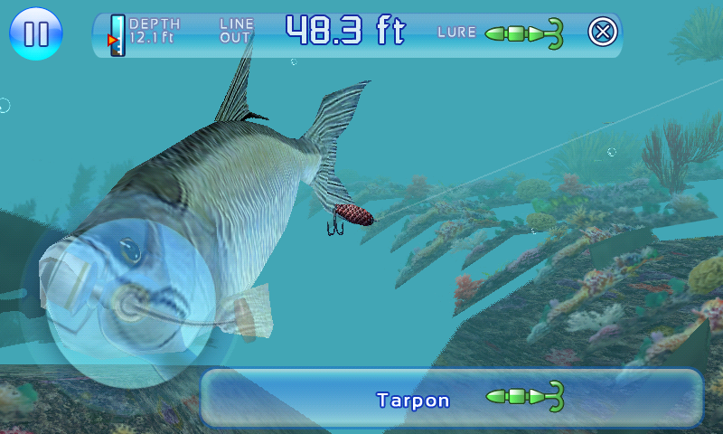 Fishing Kings (Android) screenshot: A big fish or one very close to the camera