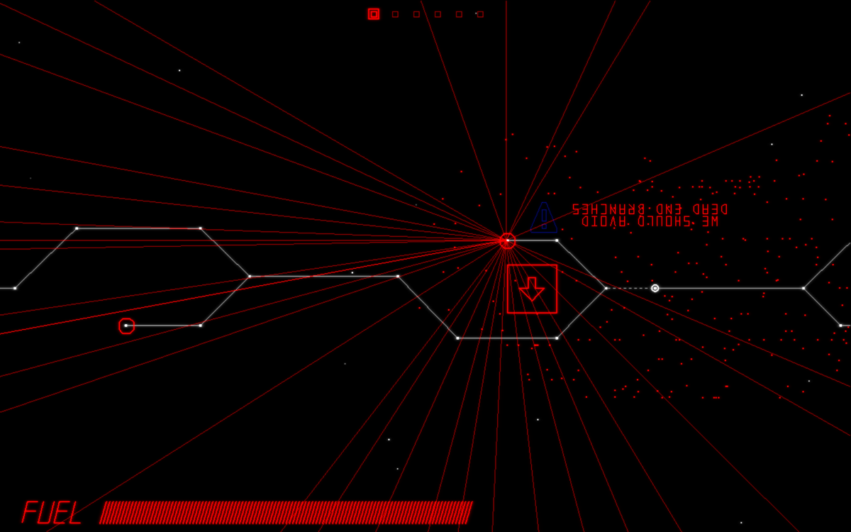 Trace Vector (Windows) screenshot: Playing the level upside down.