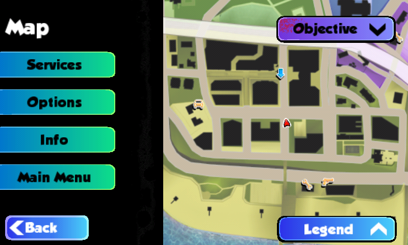 Gang$tar: West Coast Hustle (Android) screenshot: Showing the map