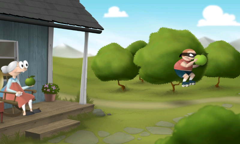Granny Smith (Android) screenshot: ...when a thief tries to nick them