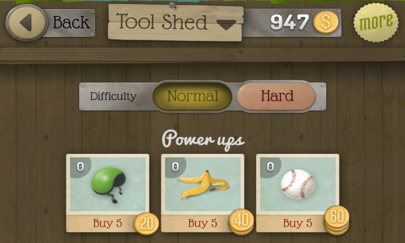 Granny Smith (Android) screenshot: In the tool shed we can acquire power ups...