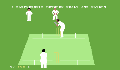 Allan Border's Cricket (Commodore 64) screenshot: The game reports key moments