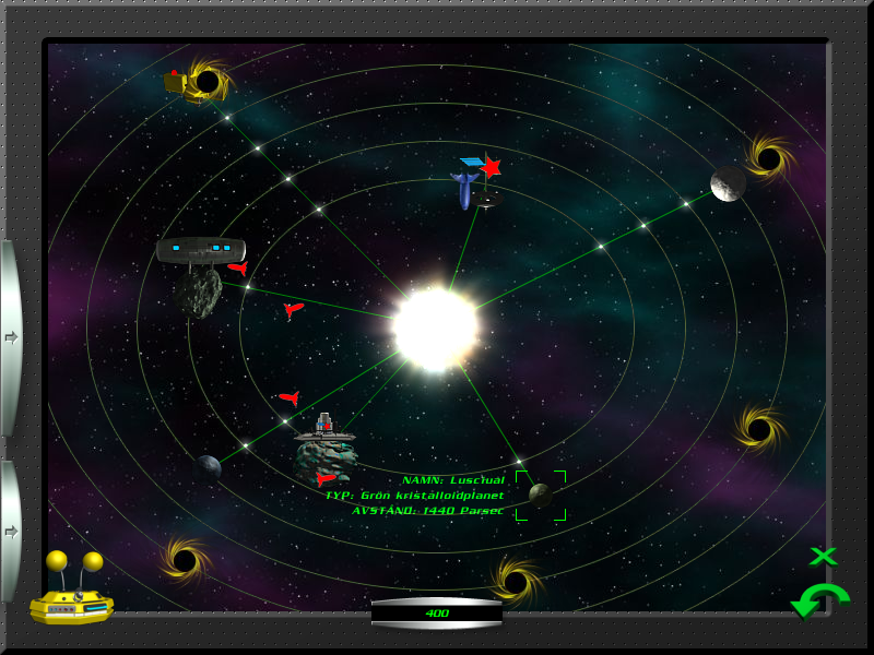Vintergatan: Rädda Jorden! (Windows) screenshot: Navigation system