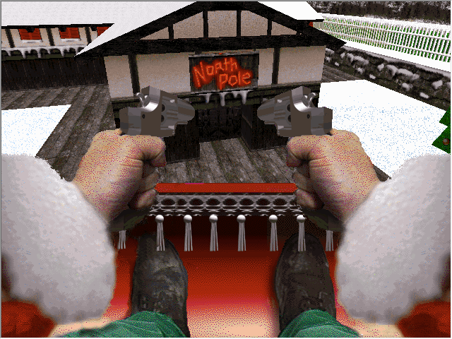 Santa Slayer (Windows) screenshot: The battleground is located at Santa's workshop on the North Pole.