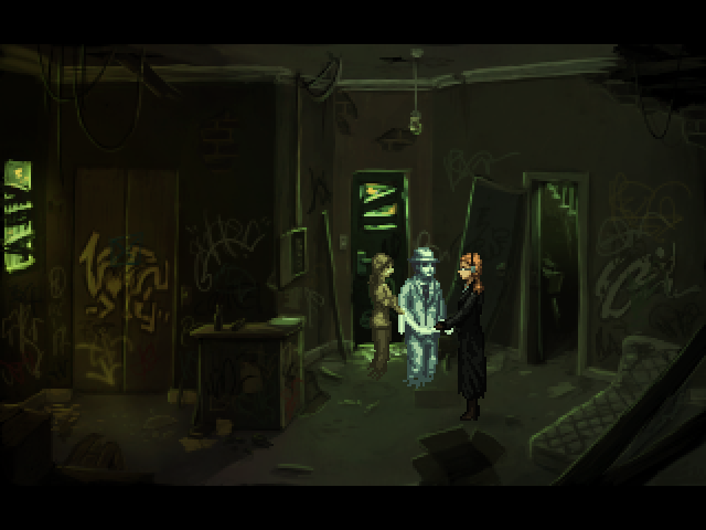 The Blackwell Epiphany (Windows) screenshot: We do what our heroes do best: make the spook aware...
