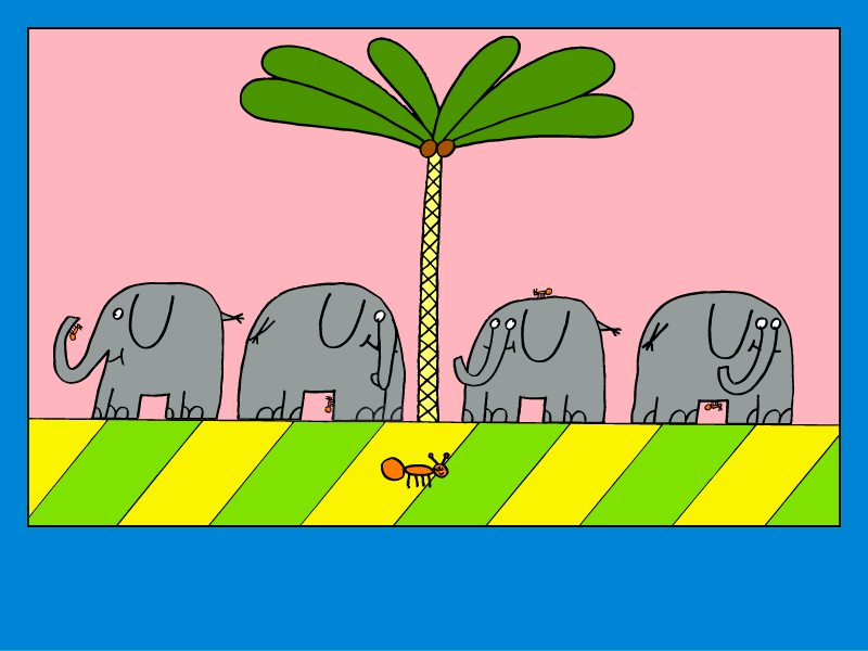 Fem myror är fler än fyra elefanter (Windows) screenshot: Intro sequence.