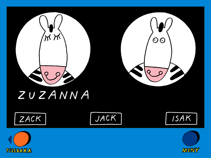 Fem myror är fler än fyra elefanter (Windows) screenshot: Listen and pick correct name of the Zebra.