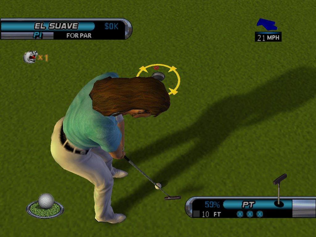 Outlaw Golf (Windows) screenshot: Putting the ball