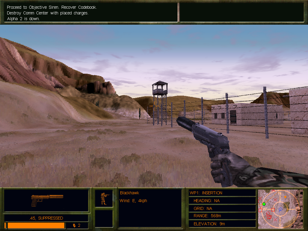 Delta Force 2 (Windows) screenshot: Pistol with silencer