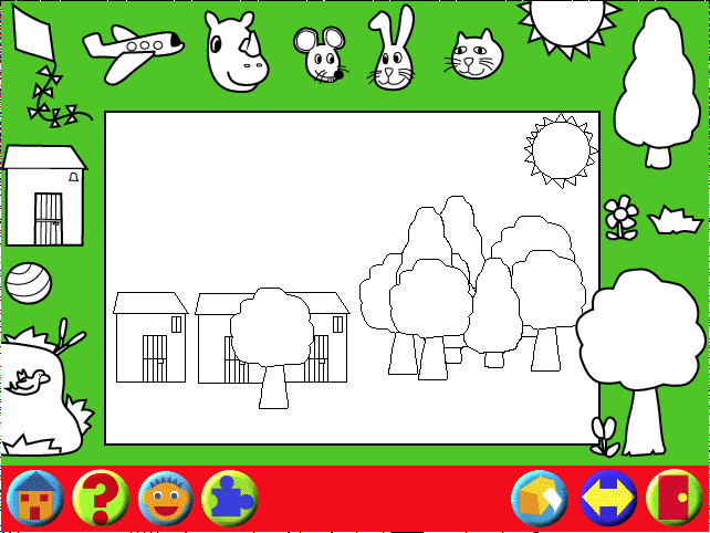 Learning Land 1: At The Playground (Windows) screenshot: This is the Funstation. In issue one the player creates pictures that they can print and colour in. In issue two they can make and record music