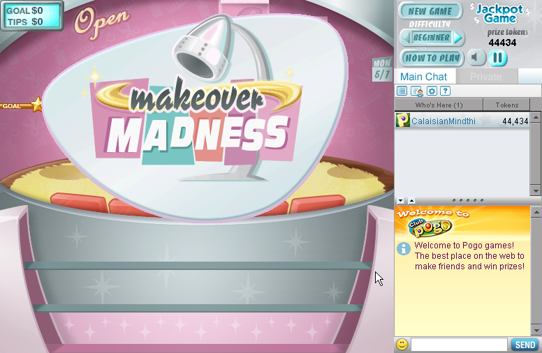 Makeover Madness (Browser) screenshot: Title screen.