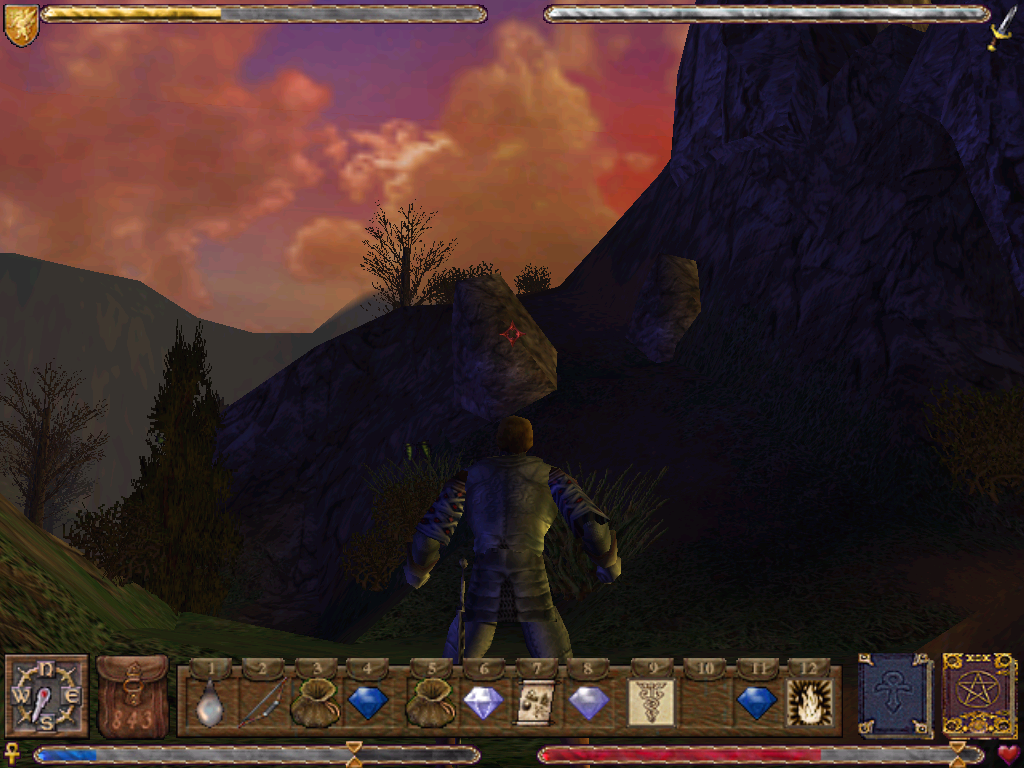 Ultima IX: Ascension (Windows) screenshot: The graphics in the game are magically beautiful. Watch the sunset outside... breath the fresh air...