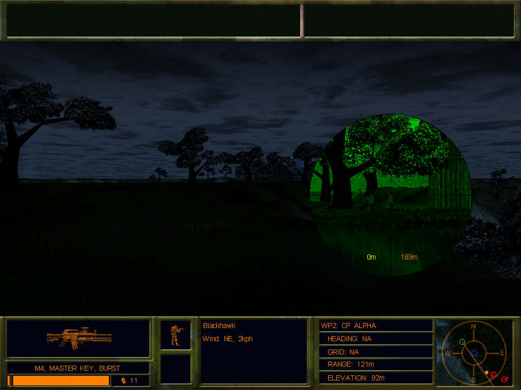 Delta Force 2 (Windows) screenshot: Night vision scope