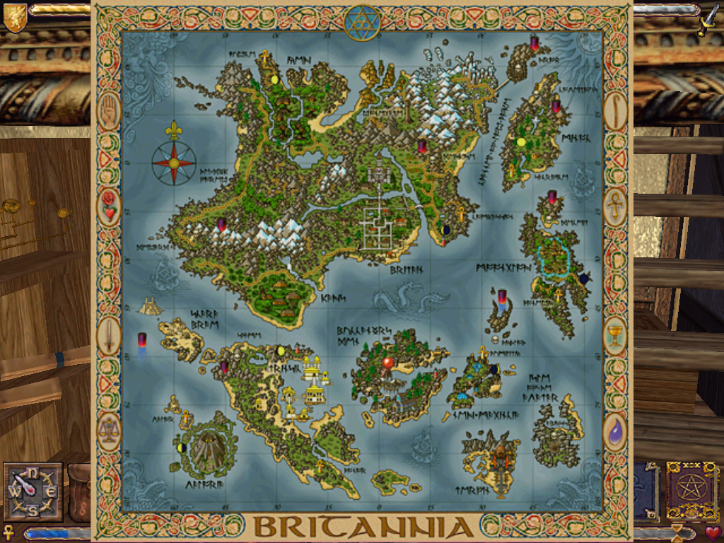 Ultima IX: Ascension (Windows) screenshot: The map of Britannia with your location displayed