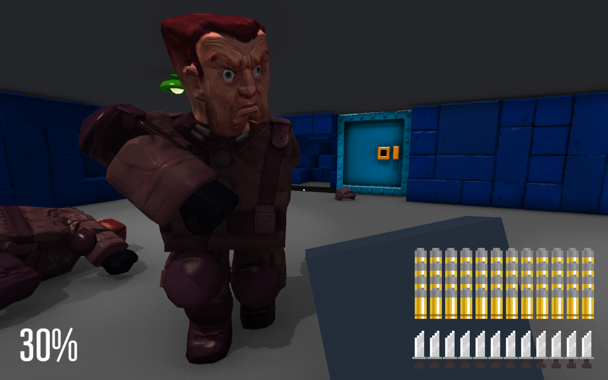 Super Wolfenstein HD (Windows) screenshot: I knocked the gun out of the enemy's hands and now he is powerless to attack.