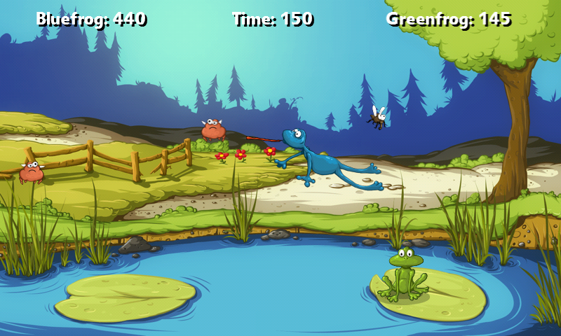 A Frog Game (Android) screenshot: Fat flies give double points