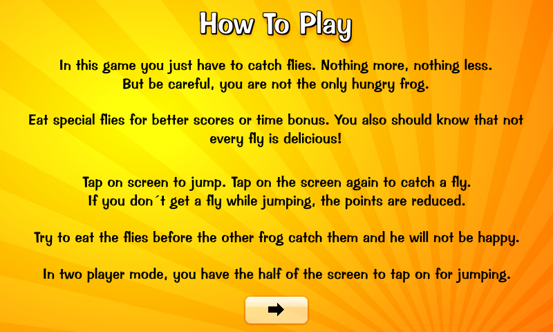 A Frog Game (Android) screenshot: How to play