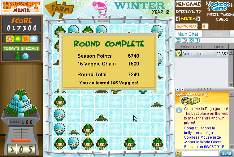 Harvest Mania (Browser) screenshot: Round score.